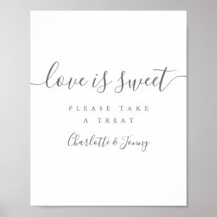 Graue und weiße Signatur Script-Liebe ist süß sign Poster