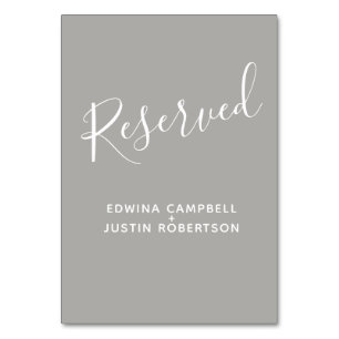 Graue und weiße Skripttabelle vorbehalten Tischnummer