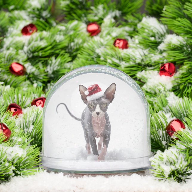Graue und weiße Sphynx Weihnachten Schneekugeln (Weihnachten)