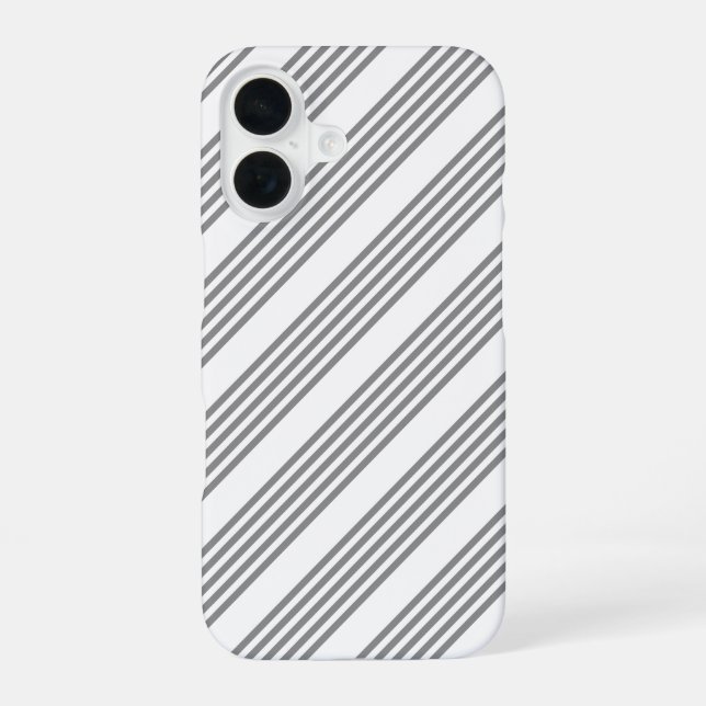 Graue und weiße Streifen iPhone 16 Hülle (Rückseite)
