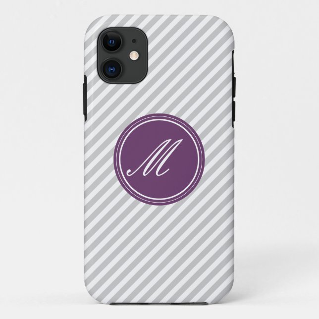 Graue und weiße Streifen mit Monogramm iPhone 5 Fa Case-Mate iPhone Hülle (Rückseite)