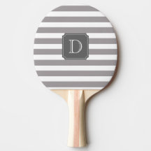 Graue und weiße Streifen Monogram Ping Pong Paddle