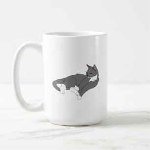 Graue und weiße Tuxedo Katze Kaffeetasse