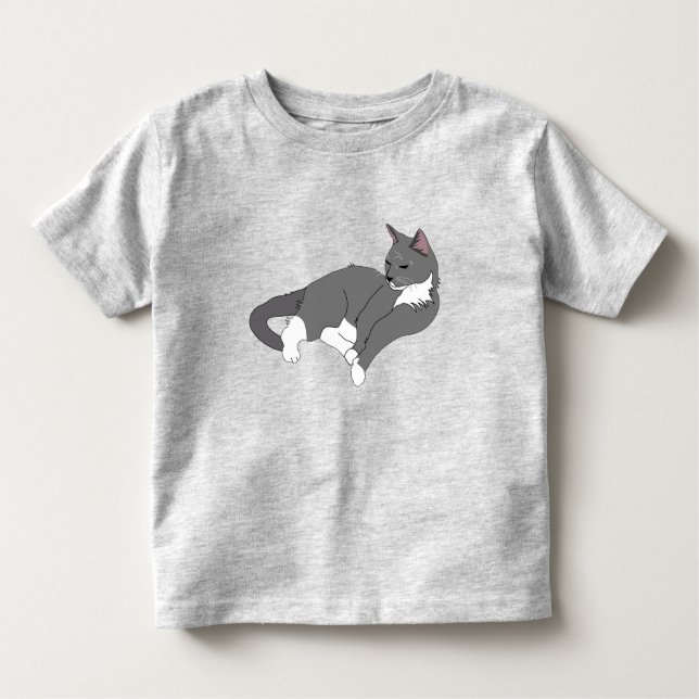 Graue und weiße Tuxedo Katze Kleinkind T-shirt (Vorderseite)