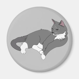 Graue und weiße Tuxedo Katze Magnet