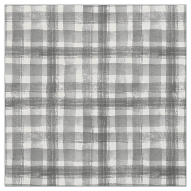 Graue und weiße Wasserfarbe Gingham Prüfmuster Stoff (Muster)