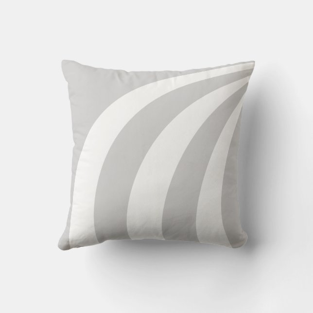 Graue und weiße Wavy Lines Kissen Kissen (Rückseite)