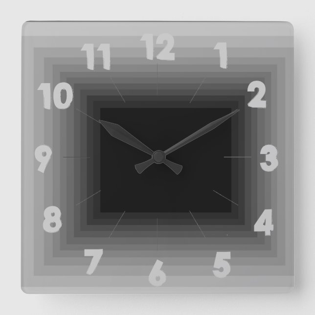 Graue Unendlichkeits-Entwurfs-Uhr 4 Quadratische Wanduhr (Vorderseite)