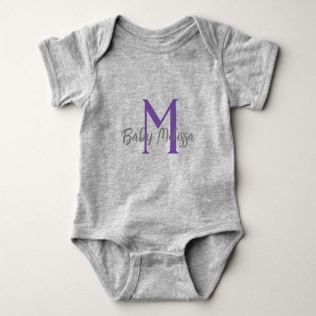 Graue Unisex-Bezeichnung für Baby Monogramm minima Baby Strampler (Vorderseite)
