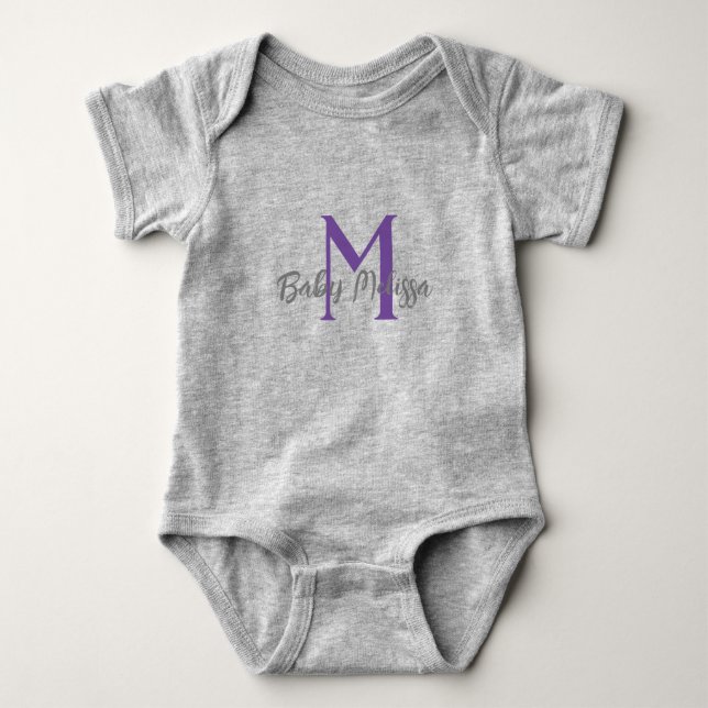 Graue Unisex-Bezeichnung für Baby Monogramm minima Strampler (Vorderseite)