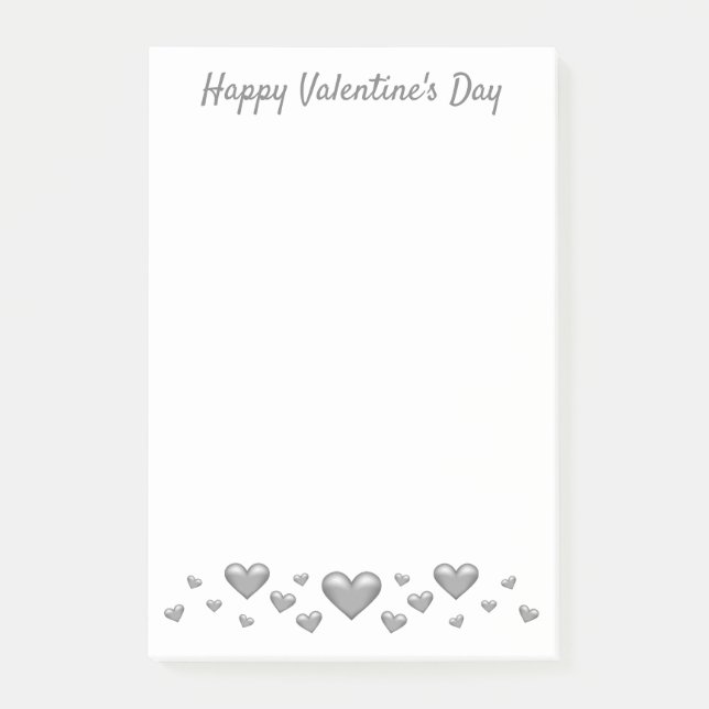 Graue Valentinstag-Herzen & benutzerdefinierter Te Post-it Klebezettel (Vorderseite)