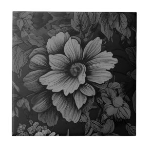 Graue Vintage Blume Fliese