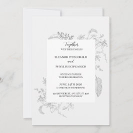 Graue Vintage-Blumen-Hochzeitseinladung Einladung