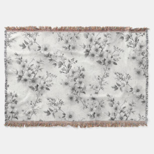 Graue Vintage-Blumen-Wurfdecke Decke