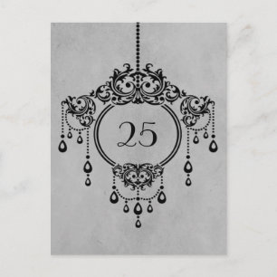 Graue Vintage Chandelier Tischnummer Postkarte