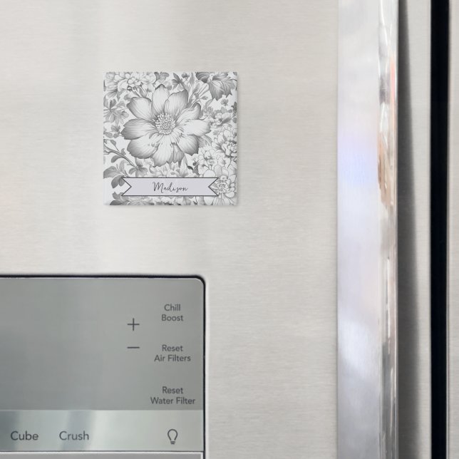 Graue Vintage Chinoiserie Personalisiert Magnet (In Situ (Kühlschrank))