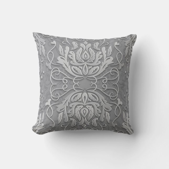 Graue Vintage Designerin Kissen (Vorderseite)