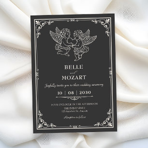 Graue vintage elegante Engel Hochzeit Einladung