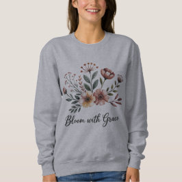 Graue Vintage florale Blume Leaf Wildblume Garden Sweatshirt