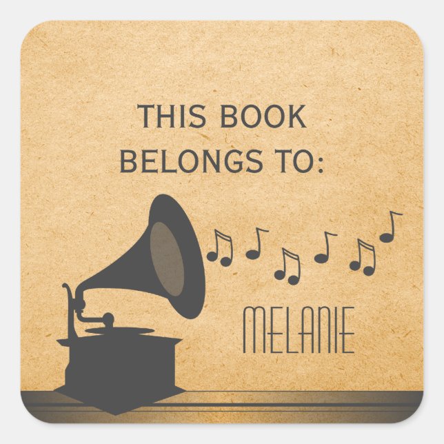 Graue Vintage Gramophone Stickers (Vorderseite)