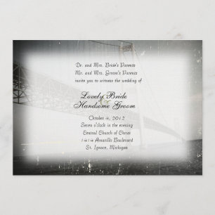 Graue Vintage-Hochzeitseinladung Mackinac Bridge Einladung