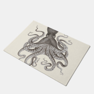 Graue Vintage Kraken-Illustration Fußmatte