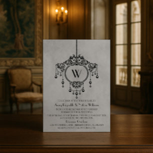 Graue Vintage Kronleuchter Wedite Invite Einladung