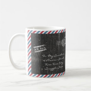 Graue Vintage-Luftpost-Postkarten-Kaffeetasse Kaffeetasse