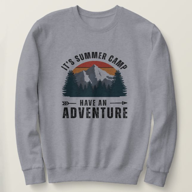 Graue Vintage Retro Bergtour Camping Sweatshirt (Design vorne)