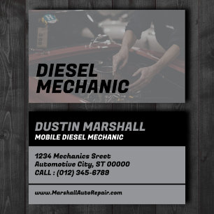 Graue Visitenkarte für mobile Dieselmechaniker