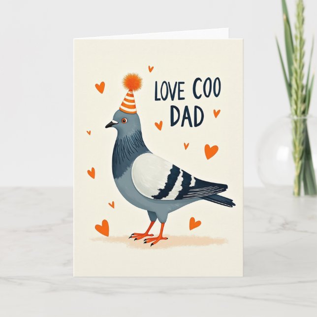 Graue Vogel Liebe Gurrt Papa Karte (Vorderseite)