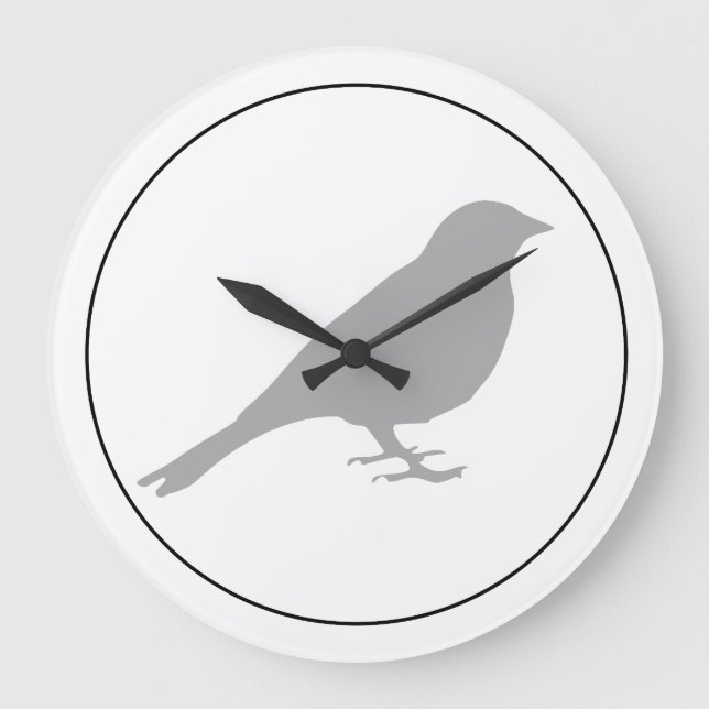 Graue Vogelklemme Große Wanduhr (Vorderseite)