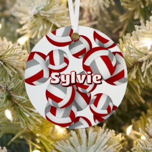 Graue Volleyball mit Athleten Namensgewähr Ornament Aus Metall