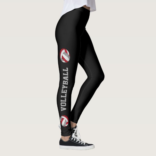 Graue Volleyball mit Text nach oben Leggings (Rechts)