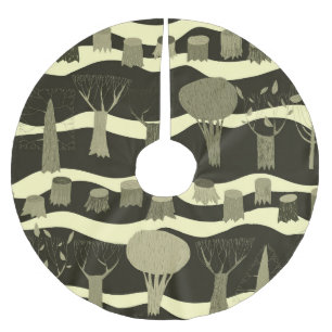 Graue Waldtapestry: Baummuster. Polyester Weihnachtsbaumdecke