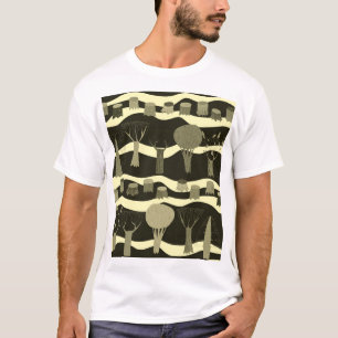 Graue Waldtapestry: Baummuster. T-Shirt