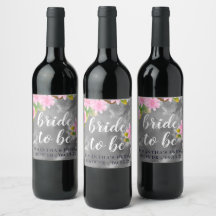 Graue Wasserfarbe & rosa florale "Braut in spe"-Sh
