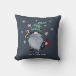 Graue Wasserfarbe Skandinavischer Weihnachtsgenom Kissen