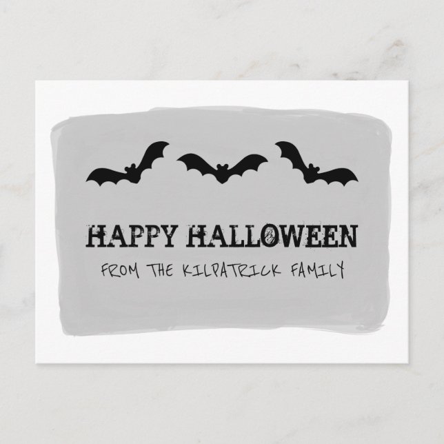 Graue Wasserfarben-Fledermäuse Halloween Postkarte (Vorderseite)