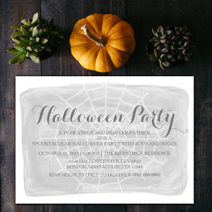 Graue Wasserfarben Web-Halloween-Party einladen Einladung