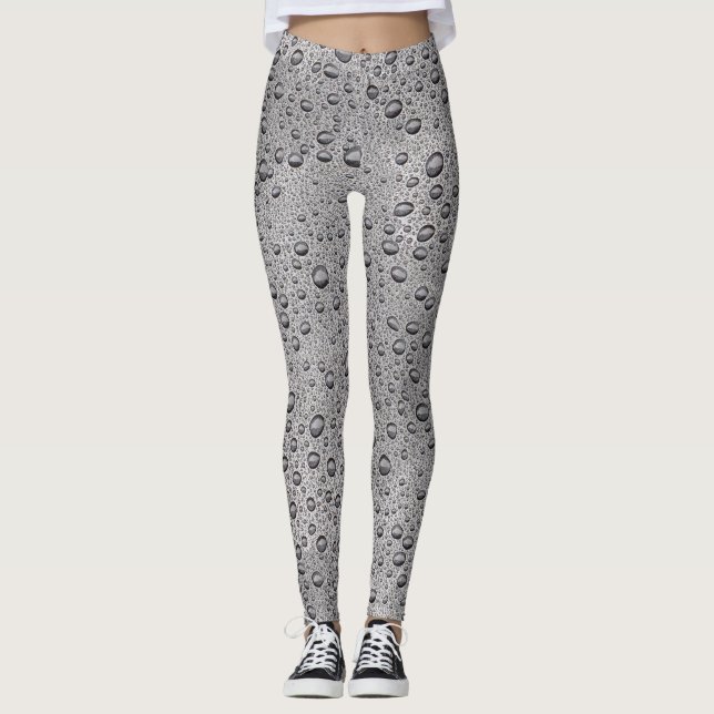 Graue Wassertröpfchen Leggings (Vorderseite)