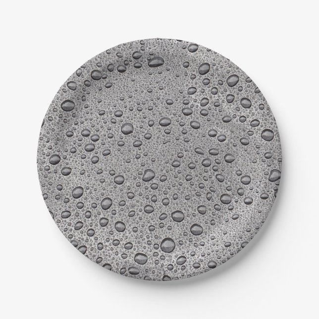 Graue Wassertröpfchen Pappteller (Vorderseite)