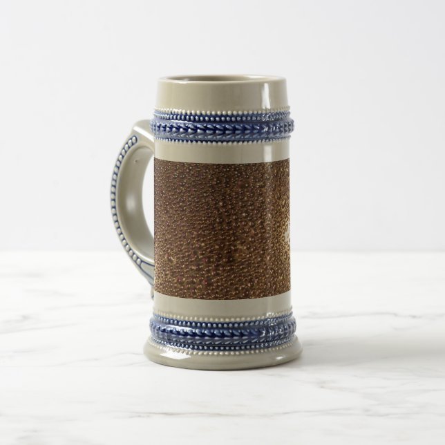 Graue Wassertropfen/Blau 22 oz Stein Bierglas (Vorderseite Links)