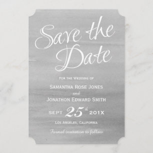 Graue Watercolor-Save the Date Karte