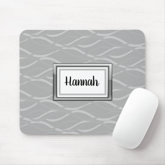 Graue Wave Name Frame Mousepad (Mit Mouse)