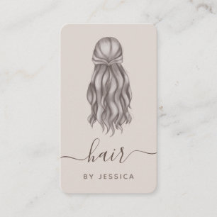Graue Wavy-Haar-Haarstylist-Logo und soziale Medie Visitenkarte