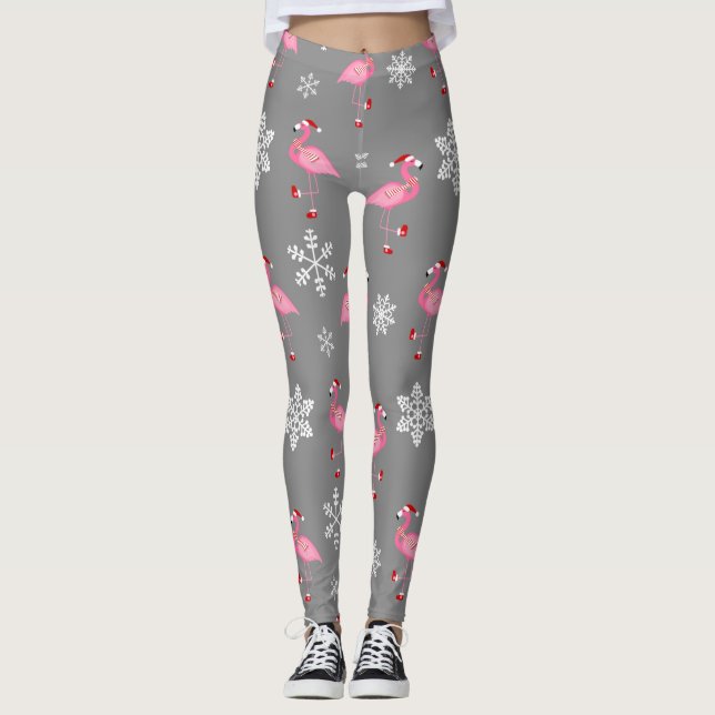 Graue Weihnachtsfeier Leggings (Vorderseite)