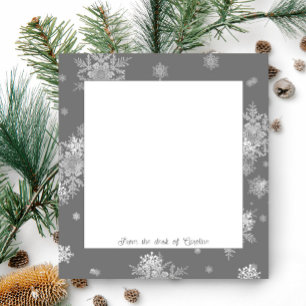 Graue Weihnachtsschneeflocken Notepad Notizblock