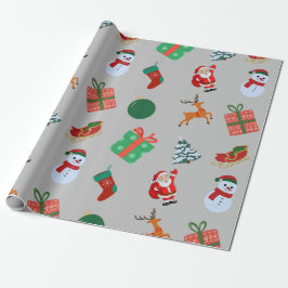 Graue Weihnachtssymbole Geschenkpapier