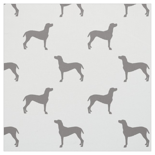 Graue Weimaraner Silhouetten auf weißem Stoff (Muster)